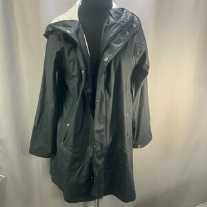 Uniquebella Rain Jacket Womens Medium Navy Blue Waterproof Hooded Windbreaker